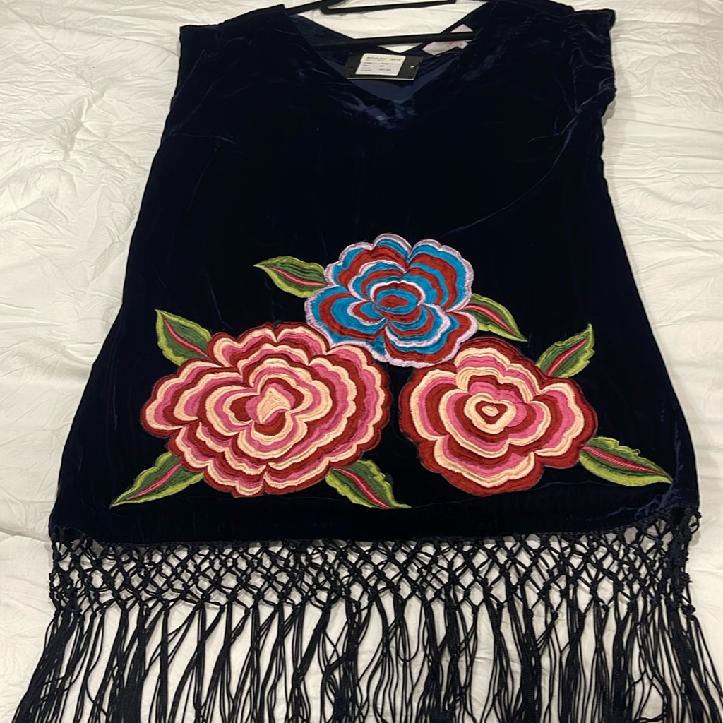 Roja Navy Blue Velvet Embroidered Vest
